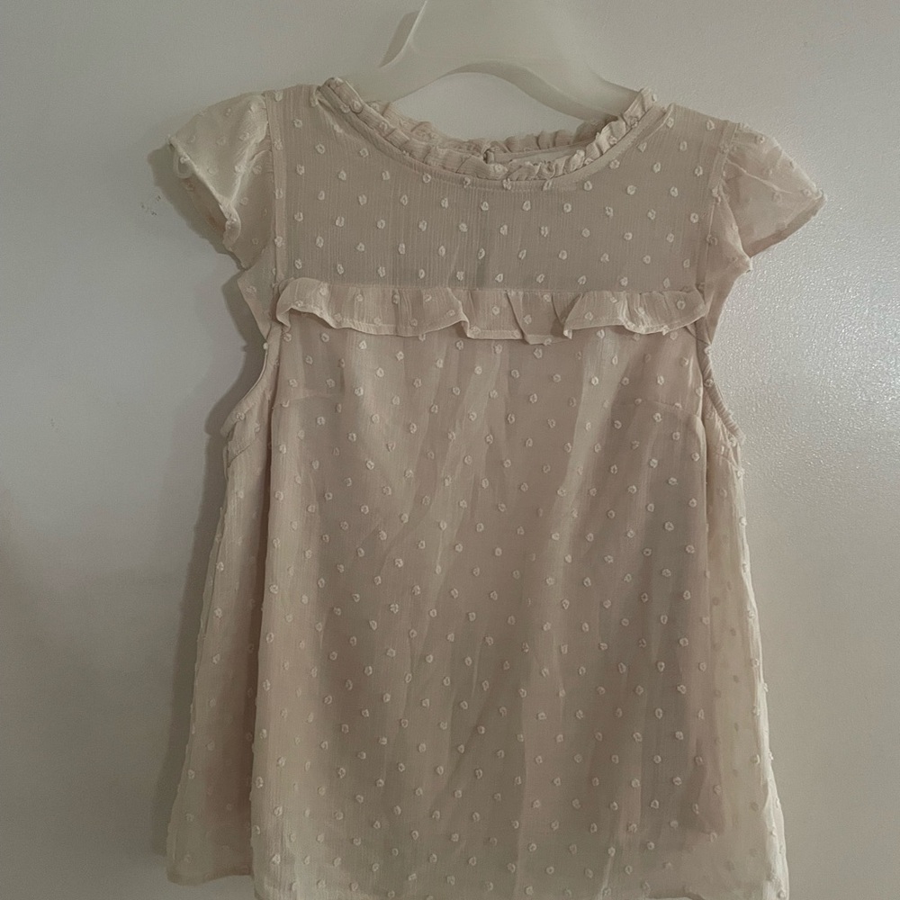 Cream Polka Dot Ruffle Blouse